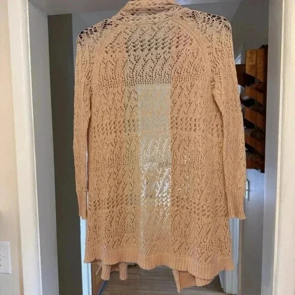 Tahari Size XS Oversized Open Knit Cardigan Sweater Top Light Pink Color - Picture 3 of 8